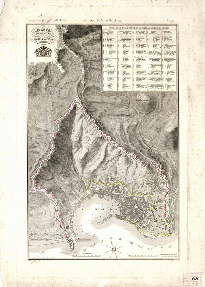 (N:13622) PIANTA DELLA CITTA' DI GENOVA (B0006921) Carte e stampe antiche: riproduzione a colori su carta (formato A2)