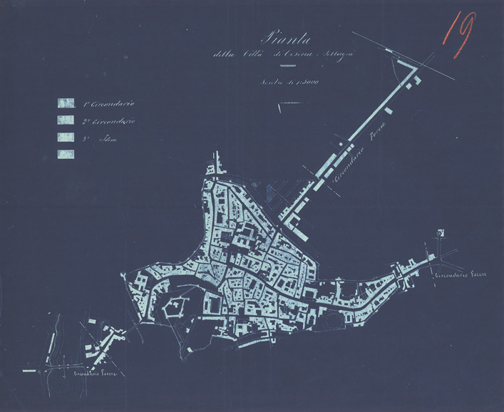 (N:13593) PIANTA DELLA CITTA' DI CESENA E SOBBORGHI (B0006939) Carte e stampe antiche: riproduzione a colori su carta (formato A2)