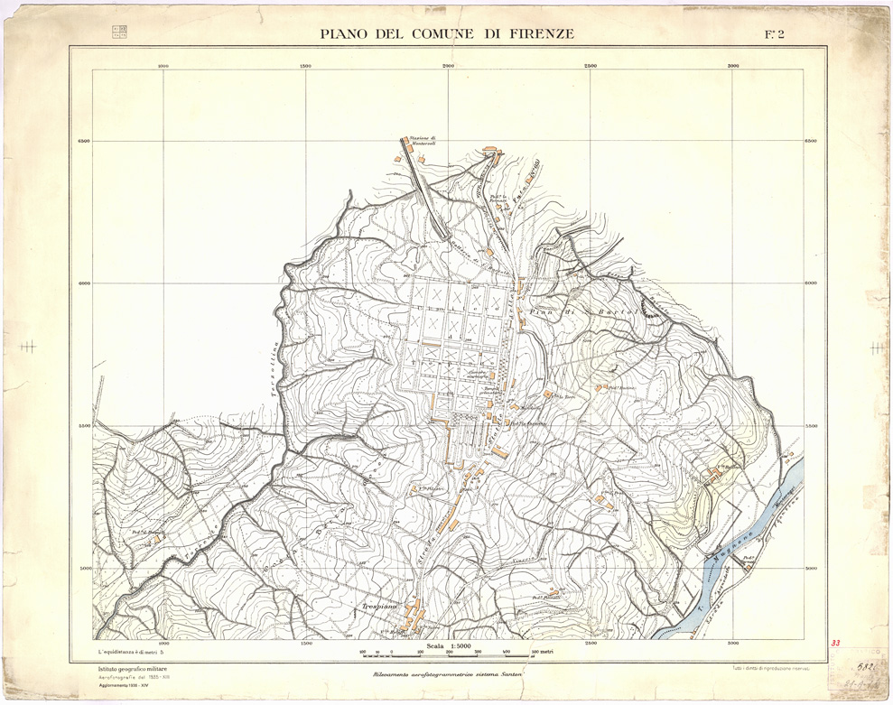 (N:13248) PIANO DEL COMUNE DI FIRENZE - Foglio 2 (B0007033) Carte e stampe antiche: riproduzione a colori su carta (formato A2)