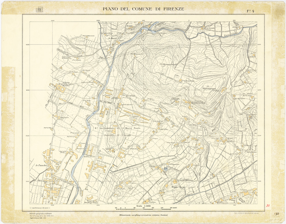 (N:13253) PIANO DEL COMUNE DI FIRENZE - Foglio 4 (B0007035) Carte e stampe antiche: riproduzione a colori su carta (formato A2)