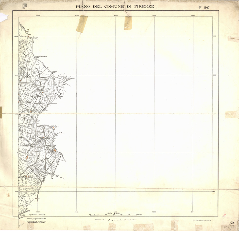(N:13241) PIANO DEL COMUNE DI FIRENZE - Foglio 11-17 (B0007042) Carte e stampe antiche: riproduzione a colori su carta (formato A2)