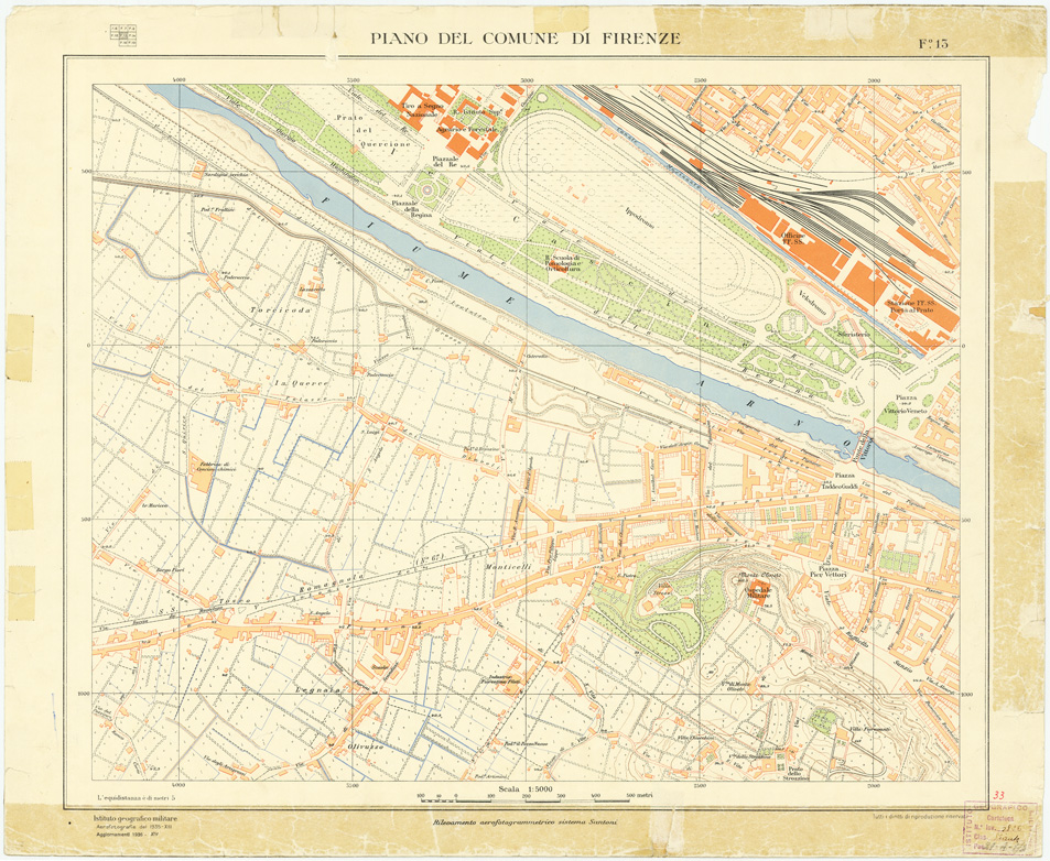 (N:13242) PIANO DEL COMUNE DI FIRENZE - Foglio 13 (B0007043) Carte e stampe antiche: riproduzione a colori su carta (formato A2)
