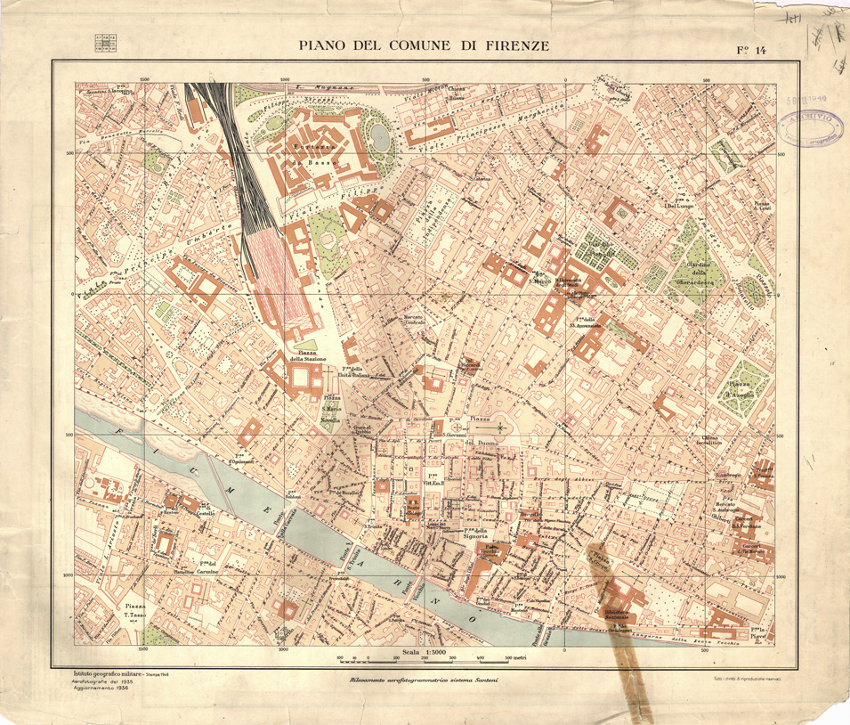 (N:13243) PIANO DEL COMUNE DI FIRENZE - Foglio 14 (B0007044) Carte e stampe antiche: riproduzione a colori su carta (formato A2)