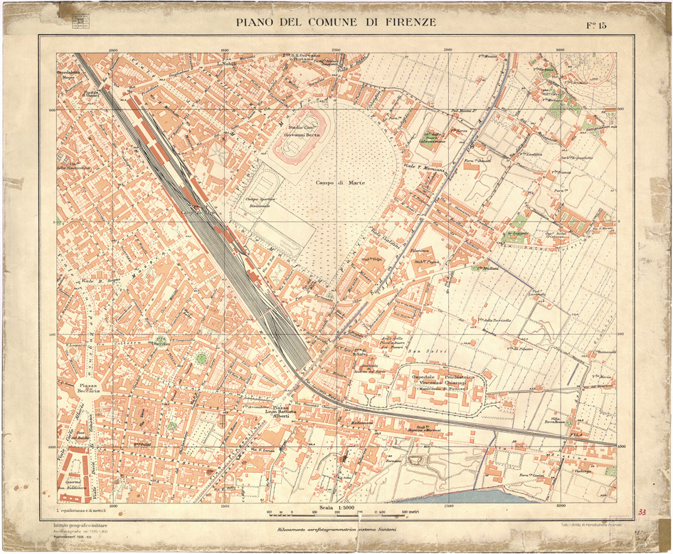 (N:13244) PIANO DEL COMUNE DI FIRENZE - Foglio 15 (B0007045) Carte e stampe antiche: riproduzione a colori su carta (formato A2)