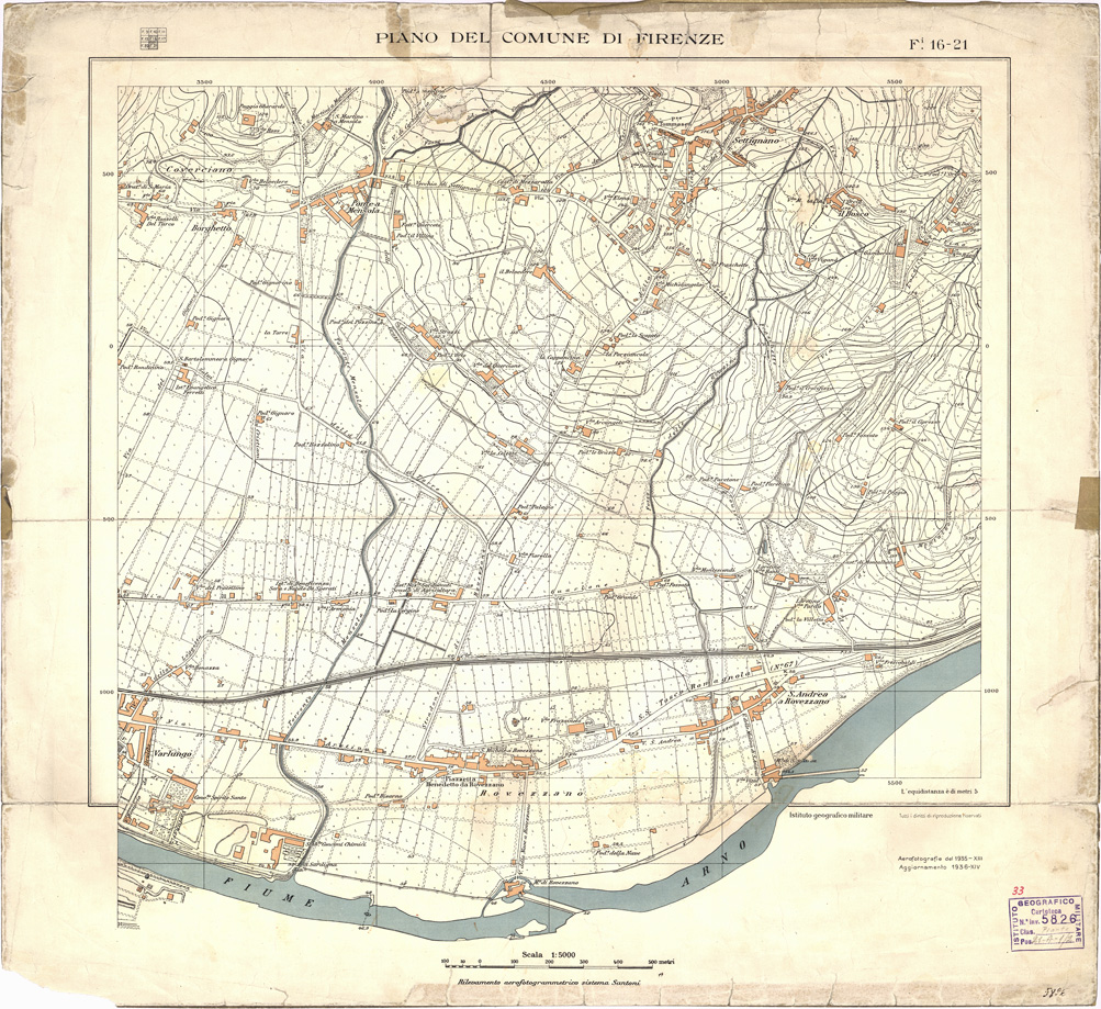 (N:13245) PIANO DEL COMUNE DI FIRENZE - Foglio 16-21 (B0007046) Carte e stampe antiche: riproduzione a colori su carta (formato A2)