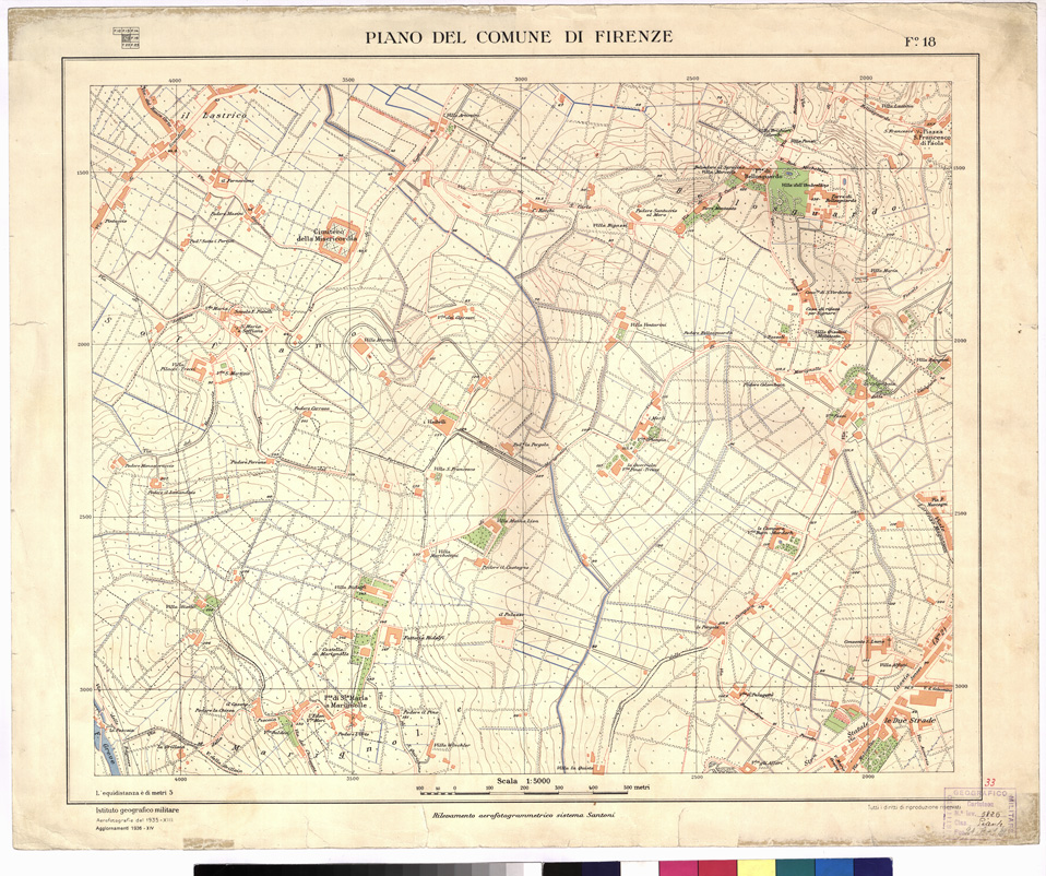 (N:13246) PIANO DEL COMUNE DI FIRENZE - Foglio 18 (B0007047) Carte e stampe antiche: riproduzione a colori su carta (formato A2)