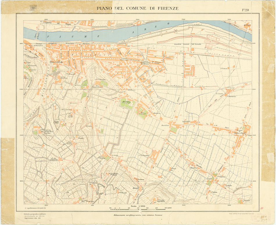 (N:13249) PIANO DEL COMUNE DI FIRENZE - Foglio 20 (B0007049) Carte e stampe antiche: riproduzione a colori su carta (formato A2)
