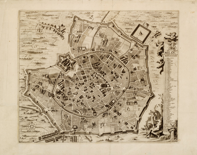 (N:12710) MILANO - PLAN NOUVEAU DE LA VILLE DE MILAN LEVE' AU JUSTE SUR LES LIEUX (B0007119) Carte e stampe antiche: riproduzione a colori su carta (formato A2)