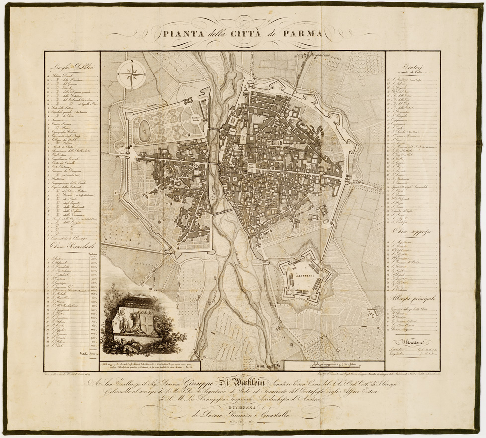 (N:13731) PIANTA DELLA CITTA' DI PARMA (B0007121) Carte e stampe antiche: riproduzione a colori su carta (formato A2)