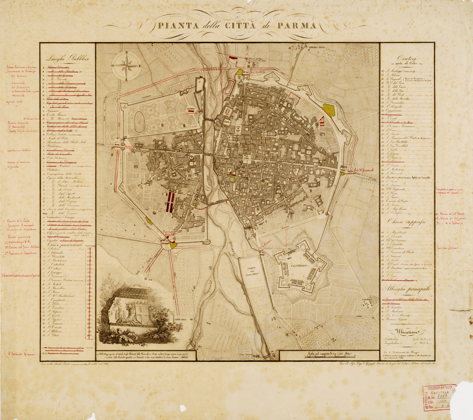 (N:13732) PIANTA DELLA CITTA' DI PARMA (B0007122) Carte e stampe antiche: riproduzione a colori su carta (formato A2)
