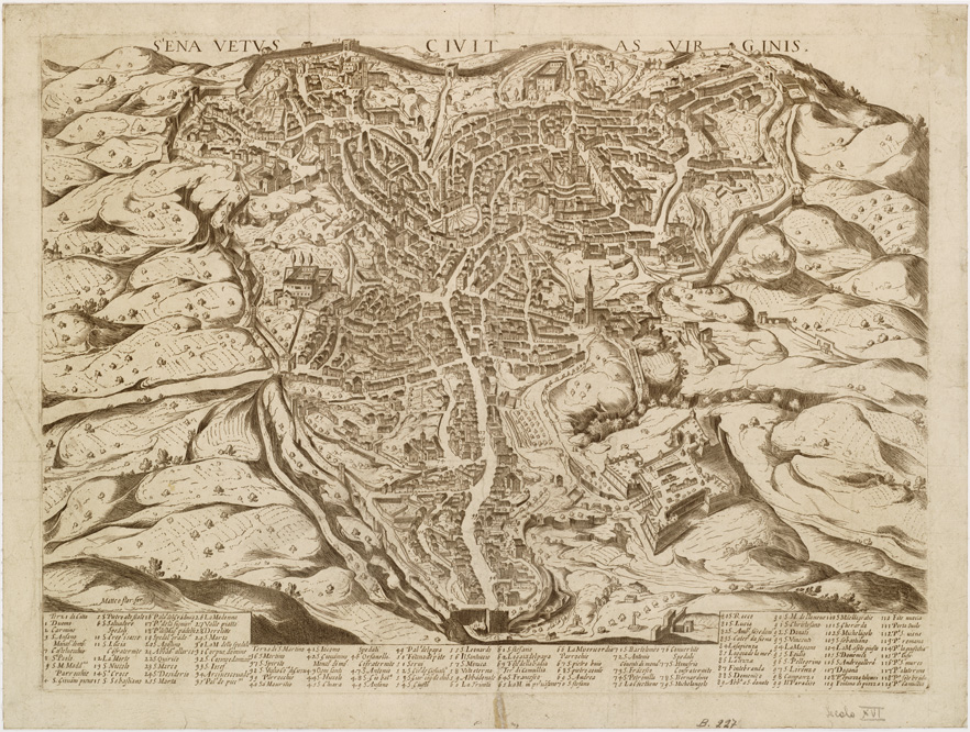 (N:15846) SIENA VETUS CIVIT AS VIRGINIS. MATTEO FLORIMI FOR. (B0007168) Carte e stampe antiche: riproduzione a colori su carta (formato A2)
