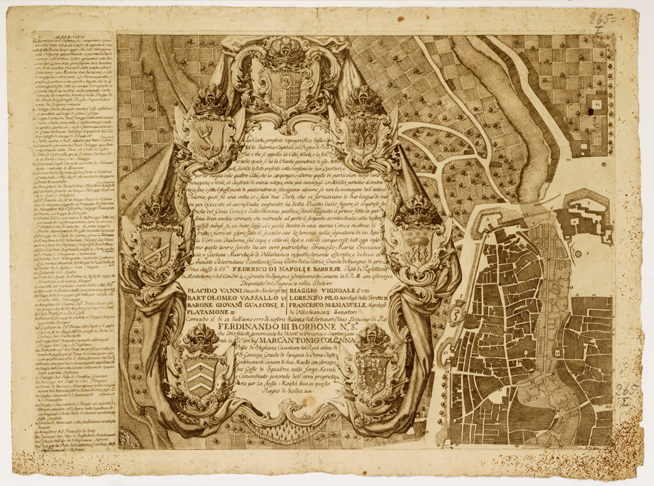(N:13966) PIANTA GEOMETRICA E NOVELLA SECONDO LO STATO PRESENTE DELLA CITTA' DI PALERMO CAPITALE DEL REGNO DI SICILIA COLL'ANTICO PALERMO GIACENTE IN ESSO E CO' SOBBORGHI, MOLO E CAMPAGNA - Foglio 1 (B0007174) Carte e stampe antiche: riproduzione a colori su carta (formato A2)