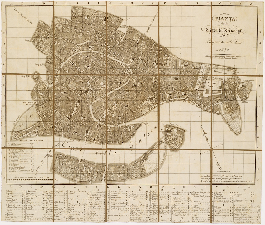 (N:13804) PIANTA DELLA CITTA' DI VENEZIA RISTAURATA NELL'ANNO 1842. MILANO PRESSO PIETRO E GIUSEPPE VALLARDI, ECC., ECC. (B0007185) Carte e stampe antiche: riproduzione a colori su carta (formato A2)