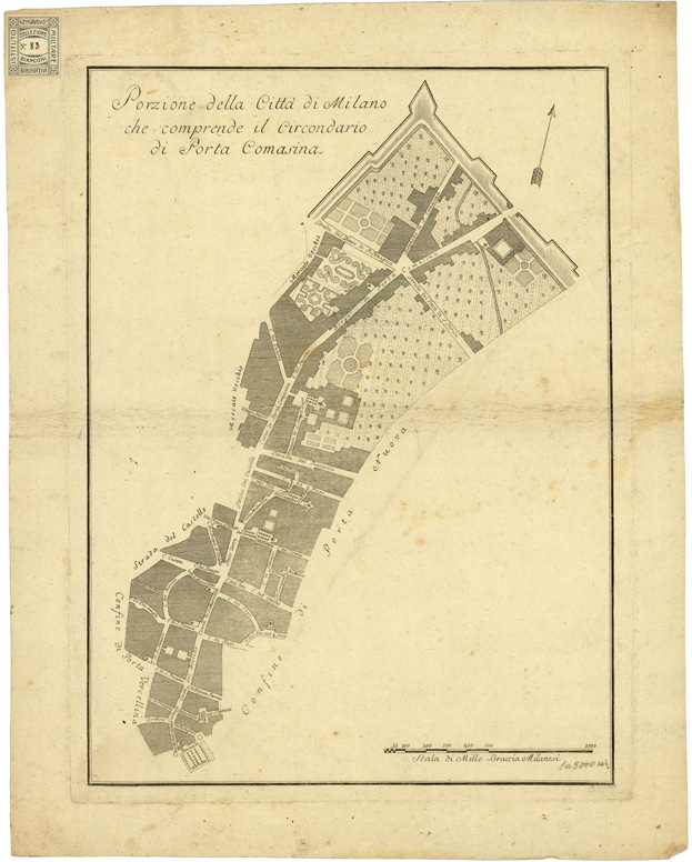 (N:13647) PIANTA DELLA CITTA' DI MILANO DIVISA IN CIRCONDARI.- Foglio 6 - Porzione della Citt di Milano che comprende il Circondario di Porta Comasina (B0007253) Carte e stampe antiche: riproduzione a colori su carta (formato A2)