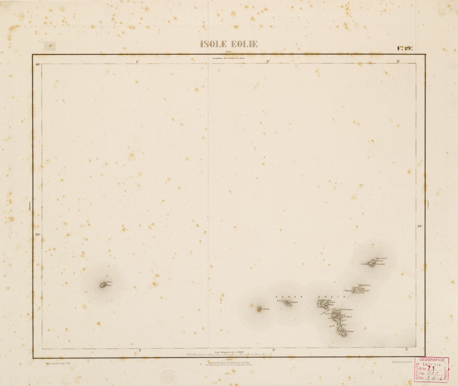 (N:784) CARTA COROGRAFICA D'ITALIA E DELLE REGIONI ADIACENTI - ISOLE EOLIE Foglio 19 (B0007547) Carte e stampe antiche: riproduzione a colori su carta (formato A2)