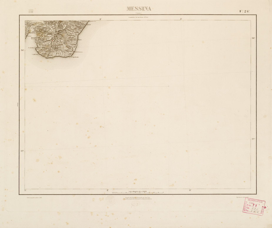 (N:786) CARTA COROGRAFICA D'ITALIA E DELLE REGIONI ADIACENTI - MESSINA Foglio 24 (B0007551) Carte e stampe antiche: riproduzione a colori su carta (formato A2)