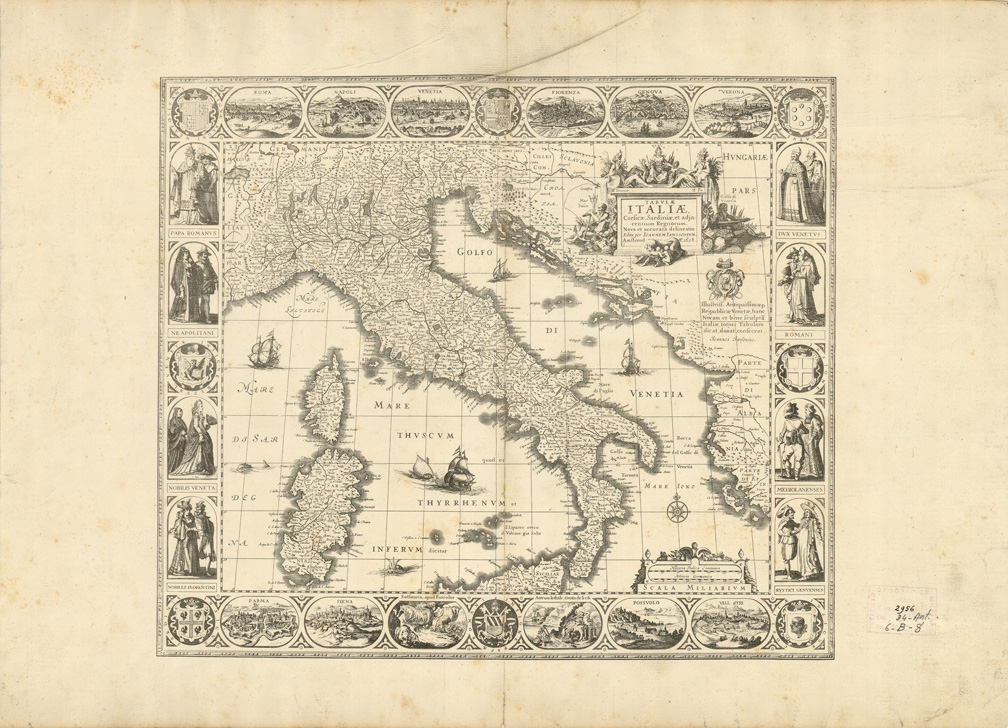 (N:16417) TABULAE ITALIAE, CORSICAE, SARDINIAE, ET ADIACENTIUM REGNORUM... (B0007770) Carte e stampe antiche: riproduzione a colori su carta (formato A2)