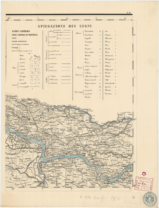 (N:8002) CARTA TOPOGRAFICA DELLE PROVINCIE LOMBARDO VENETO... - E6 Foglio 1 (B0007787) Carte e stampe antiche: riproduzione a colori su carta (formato A2)
