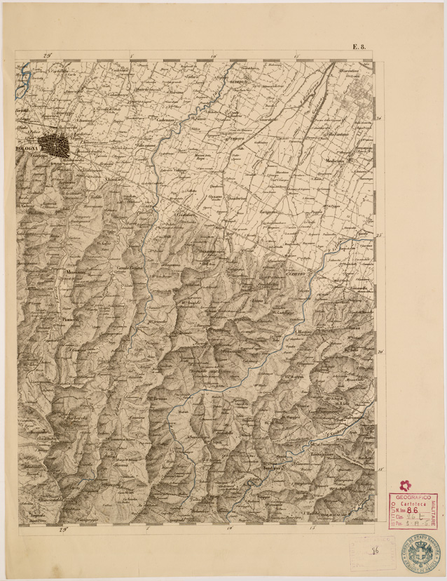 (N:8006) CARTA TOPOGRAFICA DELLE PROVINCIE LOMBARDO VENETO... - E8 Foglio 1 (B0007791) Carte e stampe antiche: riproduzione a colori su carta (formato A2)