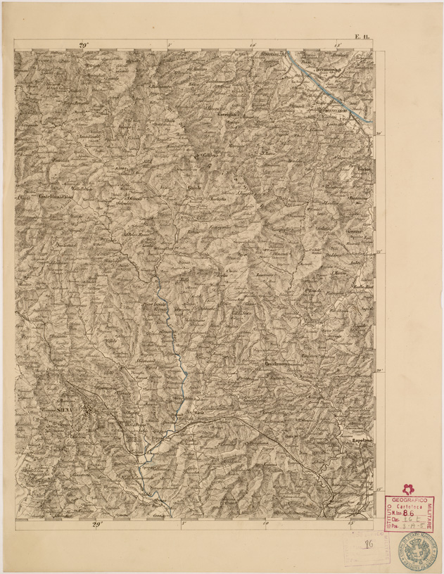 (N:7994) CARTA TOPOGRAFICA DELLE PROVINCIE LOMBARDO VENETO... - E11 Foglio 1 (B0007797) Carte e stampe antiche: riproduzione a colori su carta (formato A2)