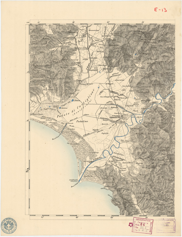 (N:7999) CARTA TOPOGRAFICA DELLE PROVINCIE LOMBARDO VENETO... - E13 Foglio 2 (B0007802) Carte e stampe antiche: riproduzione a colori su carta (formato A2)