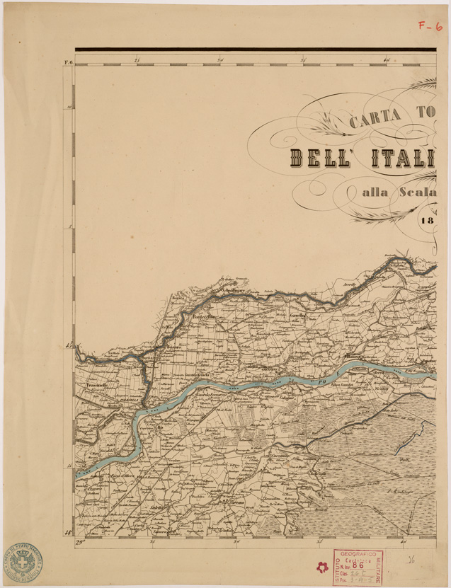 (N:8024) CARTA TOPOGRAFICA DELLE PROVINCIE LOMBARDO VENETO... - F6 Foglio 1 (B0007805) Carte e stampe antiche: riproduzione a colori su carta (formato A2)