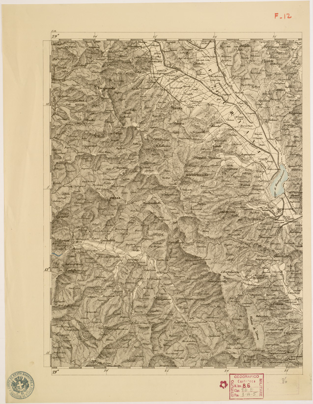 (N:8014) CARTA TOPOGRAFICA DELLE PROVINCIE LOMBARDO VENETO... - F 12 Foglio 1 (B0007817) Carte e stampe antiche: riproduzione a colori su carta (formato A2)