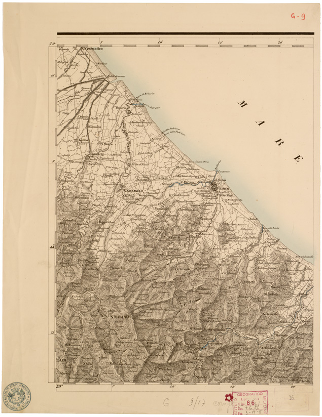(N:8048) CARTA TOPOGRAFICA DELLE PROVINCIE LOMBARDO VENETO... - G 9 Foglio 1 (B0007827) Carte e stampe antiche: riproduzione a colori su carta (formato A2)