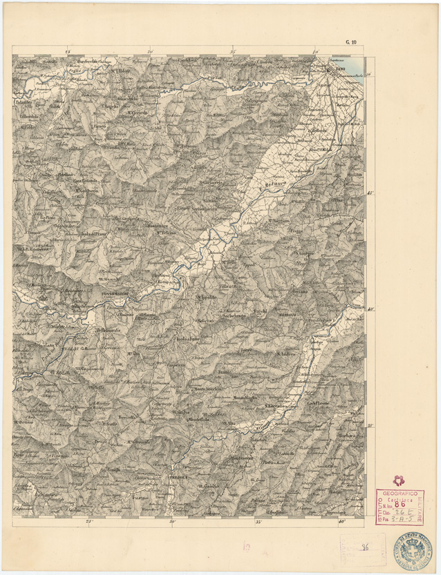 (N:8033) CARTA TOPOGRAFICA DELLE PROVINCIE LOMBARDO VENETO... - G 10 Foglio 2 (B0007830) Carte e stampe antiche: riproduzione a colori su carta (formato A2)
