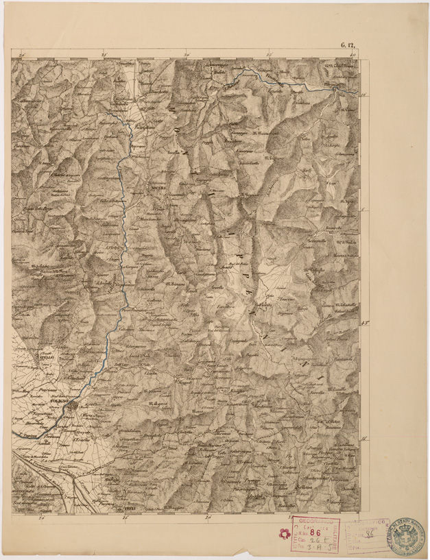 (N:8037) CARTA TOPOGRAFICA DELLE PROVINCIE LOMBARDO VENETO... - G 12 Foglio 2 (B0007834) Carte e stampe antiche: riproduzione a colori su carta (formato A2)