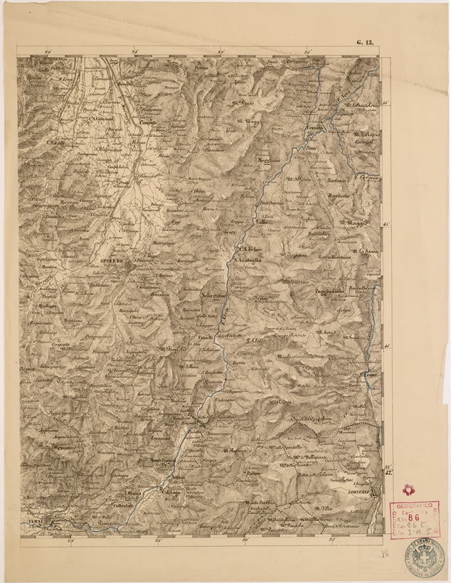 (N:8038) CARTA TOPOGRAFICA DELLE PROVINCIE LOMBARDO VENETO... - G 13 Foglio 1 (B0007835) Carte e stampe antiche: riproduzione a colori su carta (formato A2)