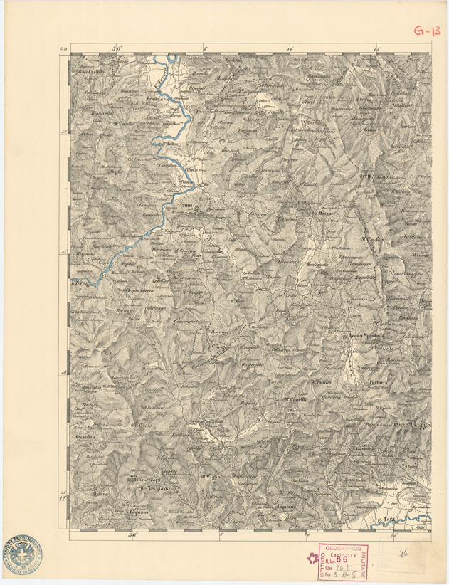 (N:8039) CARTA TOPOGRAFICA DELLE PROVINCIE LOMBARDO VENETO... - G 13 Foglio 2 (B0007836) Carte e stampe antiche: riproduzione a colori su carta (formato A2)