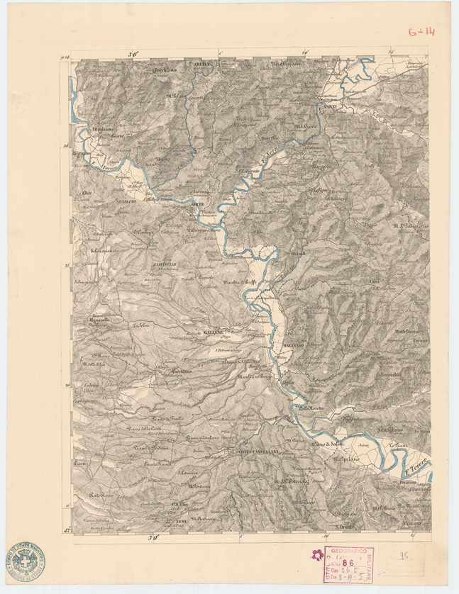 (N:8040) CARTA TOPOGRAFICA DELLE PROVINCIE LOMBARDO VENETO... - G 14 Foglio 1 (B0007837) Carte e stampe antiche: riproduzione a colori su carta (formato A2)