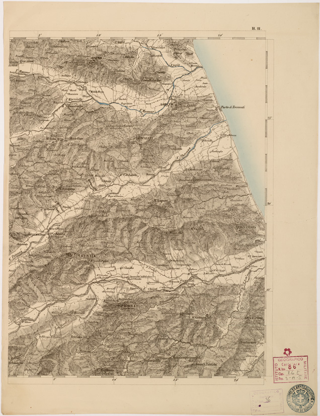 (N:8053) CARTA TOPOGRAFICA DELLE PROVINCIE LOMBARDO VENETO... - H 11 Foglio 2 (B0007848) Carte e stampe antiche: riproduzione a colori su carta (formato A2)