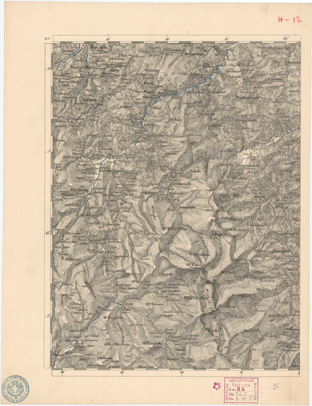 (N:8055) CARTA TOPOGRAFICA DELLE PROVINCIE LOMBARDO VENETO... - H 12 Foglio 2 (B0007850) Carte e stampe antiche: riproduzione a colori su carta (formato A2)