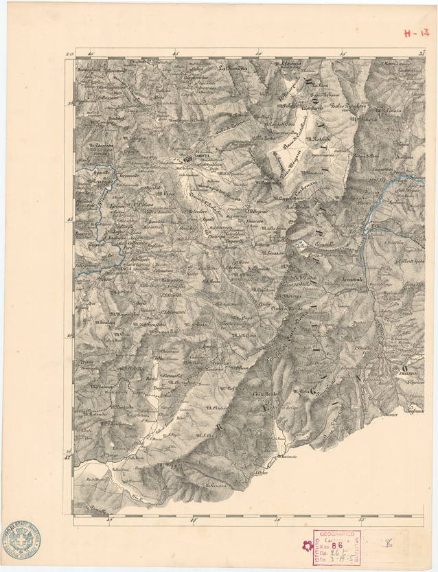 (N:8056) CARTA TOPOGRAFICA DELLE PROVINCIE LOMBARDO VENETO... - H 13 Foglio 1 (B0007851) Carte e stampe antiche: riproduzione a colori su carta (formato A2)