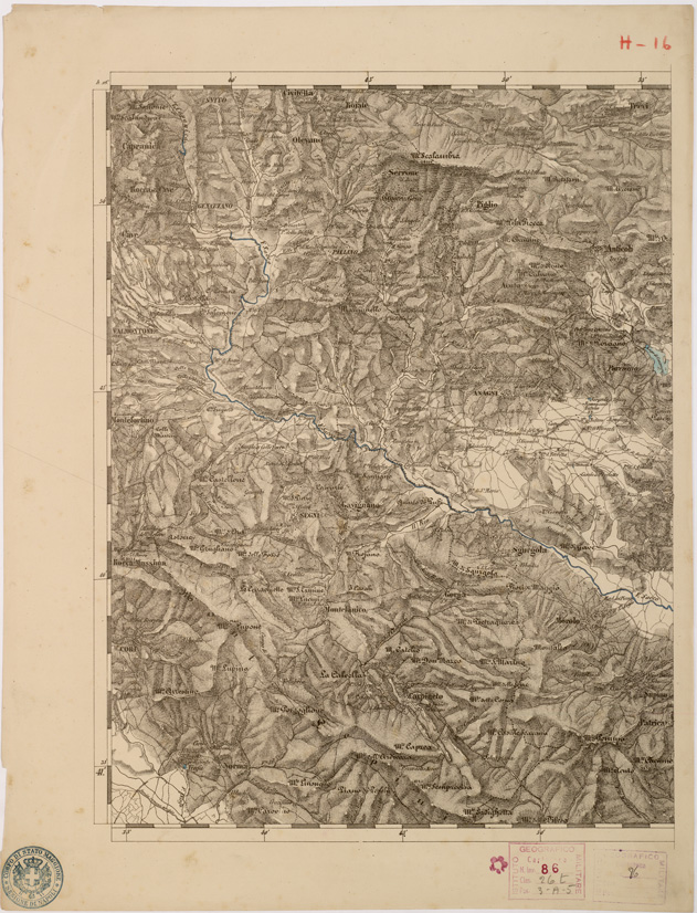 (N:8063) CARTA TOPOGRAFICA DELLE PROVINCIE LOMBARDO VENETO... - H 16 Foglio 2 (B0007856) Carte e stampe antiche: riproduzione a colori su carta (formato A2)