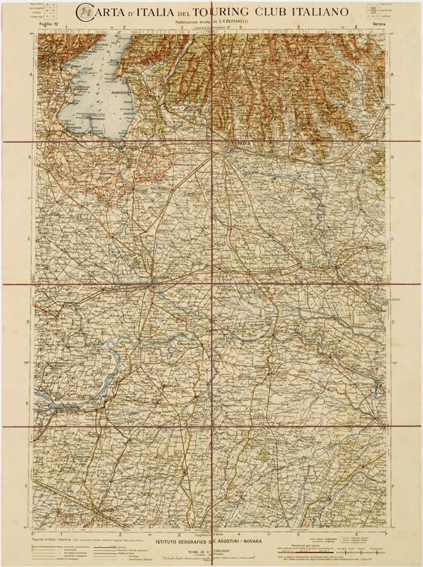 (N:1214) CARTA D'ITALIA DEL TOURING CLUB ITALIANO - Foglio 12 VERONA (B0007910) Carte e stampe antiche: riproduzione a colori su carta (formato A2)