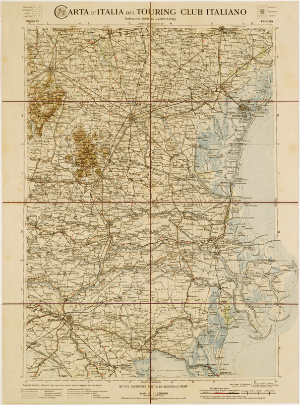 (N:1216) CARTA D'ITALIA DEL TOURING CLUB ITALIANO - Foglio 13 VENEZIA (B0007911) Carte e stampe antiche: riproduzione a colori su carta (formato A2)