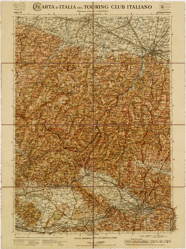 (N:1221) CARTA D'ITALIA DEL TOURING CLUB ITALIANO - Foglio 18 BOLOGNA - FIRENZE (B0007917) Carte e stampe antiche: riproduzione a colori su carta (formato A2)