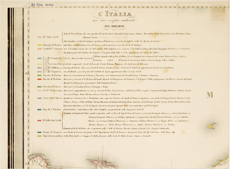 (N:10436) GRAN CARTA D'ITALIA DISEGNATA ED INCISA COLLA SCORTA DELLE OPERE PIU' RECENTI ED ACCREDITATE DI GEOGRAFIA PUBBLICATA PER CURA DI G. CIVELLI E COMP. ... - Foglio 21 (B0008237) Carte e stampe antiche: riproduzione a colori su carta (formato A2)
