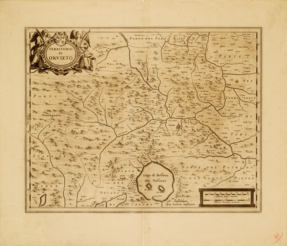 (N:15839) CARTE VARIE TRATTE DALL'ATLANTE DI GIOVANNI JANNSON - TERRITORIO DI ORVIETO. AMSTELODAMI, APUD JOANNEM JANSSONIUM - Tavola 2-5 (B0008269) Carte e stampe antiche: riproduzione a colori su carta (formato A2)