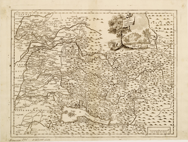 (N:10512) CARTE GEOGRAFICHE DI VARIE REGIONI D'ITALIA SIMILI A QUELLE PUBBLICATE NELLE OPERE DEL SALMO DI GEOGRAFIA IN VENEZIA, 1757 - Tavola 6 - Carta geografica del Territorio Bresciano (B0008279) Carte e stampe antiche: riproduzione a colori su carta (formato A2)