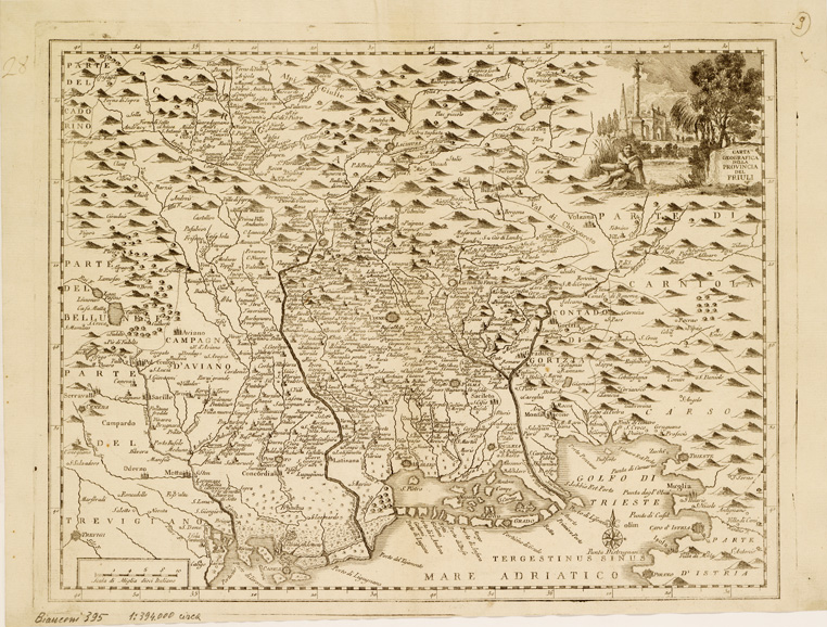 (N:10515) CARTE GEOGRAFICHE DI VARIE REGIONI D'ITALIA SIMILI A QUELLE PUBBLICATE NELLE OPERE DEL SALMO DI GEOGRAFIA IN VENEZIA, 1757 - Tavola 9 - Carta geografica della Provincia del Friuli (B0008282) Carte e stampe antiche: riproduzione a colori su carta (formato A2)