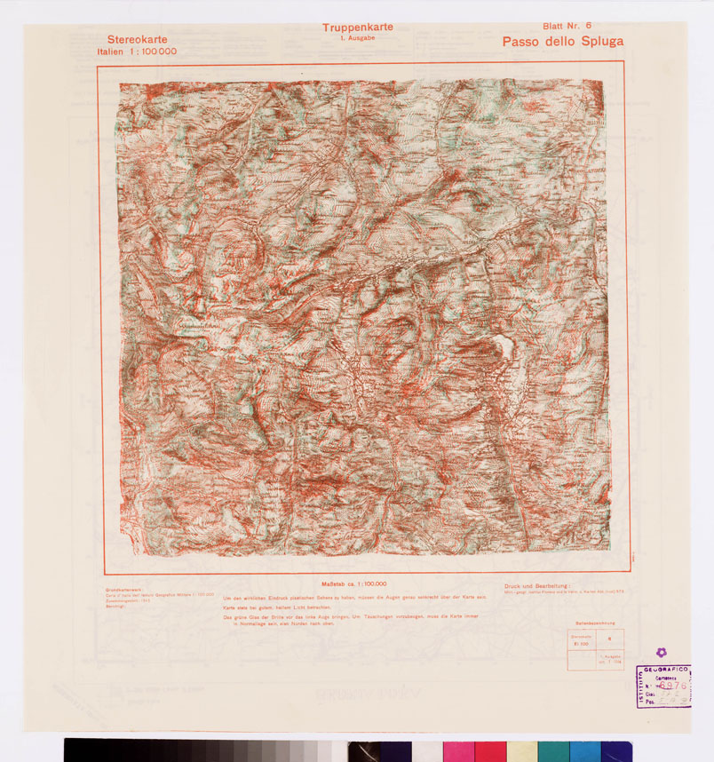 (N:8799) TRUPPENKARTE - STEREOKARTE - (CARTA STEREOSCOPICA PER USO MILITARE) - Foglio 6 - Passo dello Spluga (B0008543) Carte e stampe antiche: riproduzione a colori su carta (formato A2)