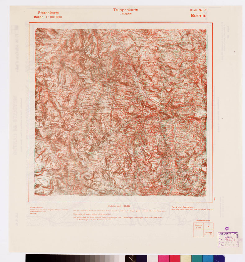 (N:10409) TRUPPENKARTE - STEREOKARTE - (CARTA STEREOSCOPICA PER USO MILITARE) - Foglio 8 - Bormio (B0008545) Carte e stampe antiche: riproduzione a colori su carta (formato A2)
