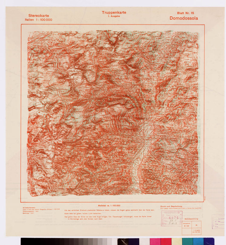 (N:8858) TRUPPENKARTE - STEREOKARTE - (CARTA STEREOSCOPICA PER USO MILITARE) - Foglio 15 - Domodossola (B0008551) Carte e stampe antiche: riproduzione a colori su carta (formato A2)