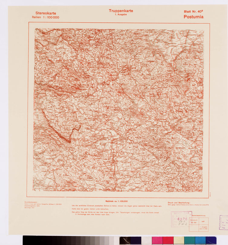(N:8816) TRUPPENKARTE - STEREOKARTE - (CARTA STEREOSCOPICA PER USO MILITARE) - Foglio 40B - Postumia (B0008577) Carte e stampe antiche: riproduzione a colori su carta (formato A2)