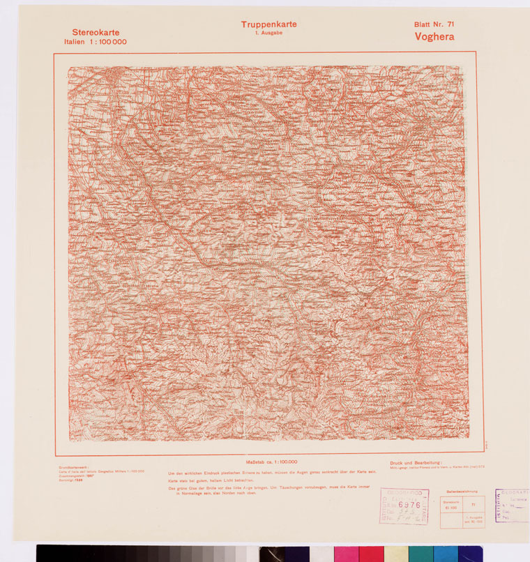 (N:8695) TRUPPENKARTE - STEREOKARTE - (CARTA STEREOSCOPICA PER USO MILITARE) - Foglio 71 - Voghera (B0008599) Carte e stampe antiche: riproduzione a colori su carta (formato A2)