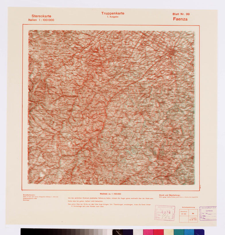 (N:13090) TRUPPENKARTE - STEREOKARTE - (CARTA STEREOSCOPICA PER USO MILITARE) - Foglio 99 - Faenza (B0008627) Carte e stampe antiche: riproduzione a colori su carta (formato A2)